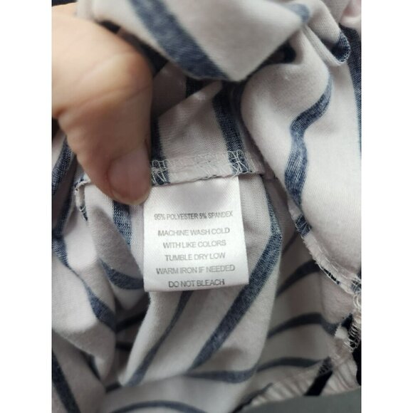 Fyve Womens Striped Top With Floral Embroidery Short Puff Sleeves Relaxed Fit S - Picture 4 of 7